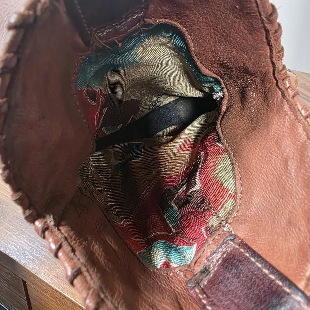 Vtg 90s Zodiac Western Ankle Boots Hand Painted Native American Size 6.5